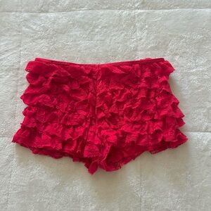 Red Ruffle Mini Shorts